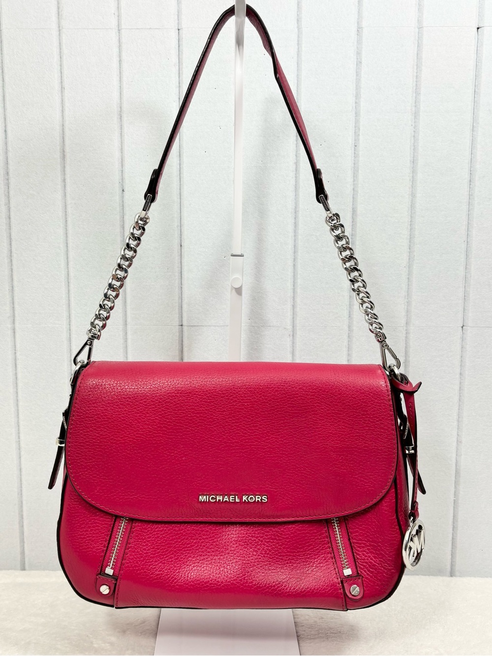 Michael Kors Handbag Bedford Legacy Leather Flap Crossbody Raspberry Pink